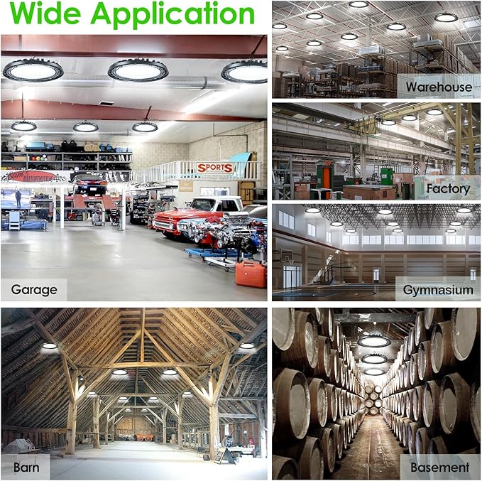 LED High Bay Light 240W, 12' UFO Commercial Lighting Fixture w/Isolated Power Supply, w/Plug for Garage Shop Warehouse Workshop, 5000k 35000lm Dimmable IP65 UL ETL Listed (1-Pack)