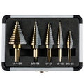 Step Drill Bits, 5PCS HSS Titanium Step Drill Bit Set, 50 Sizes High Speed Steel Step Bits for Metal with Aluminum Case