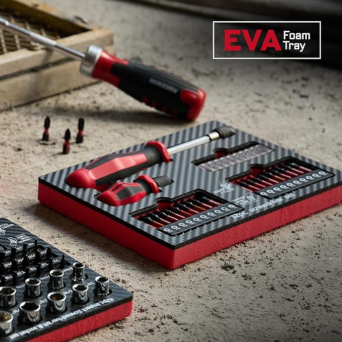 Changeable Head Manual Screwdriver Set Include 2Pcs Quick Change Screwdriver and 30Pcs Impact S2 Screwdriver Bits, Bit Extension Holder, Nut driver, Socket Adapter