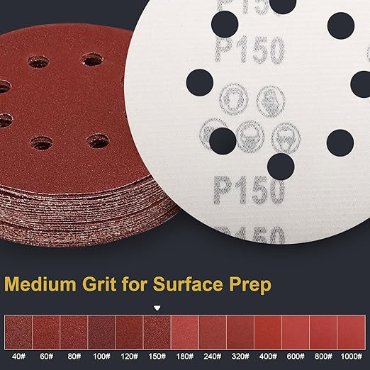 100 PCS 5 Inch Sanding Discs 150 Grit Hook and Loop Adhesive Round Sandpaper for Random Orbital Sander