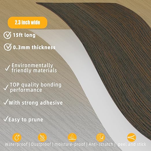 GSCIT Club Wood Grain Repair Tape, 2.3 inch X 15ft Self Adhesive Brown Walnut Grain Repair Patch for Tables, Chairs, Baseboards, Doors, Windows, Floors, Handicraft DIY.