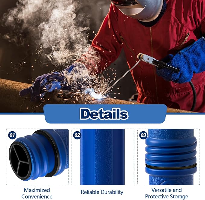 Tandefio 8 Pcs Welding Rod Storage Tube 40 Inch Tig Rod Storage Canisters Welding Electrode Holder Airproof Waterproof Container(Blue)