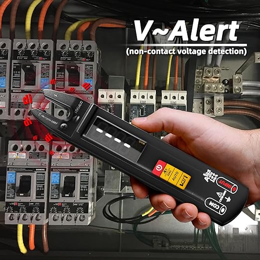 BSIDE DC AC Clamp Meter Open Jaw Smart Digital Multimeter Tester, Rechargeable with True RMS, Measures Current Capacitance Diode Duty Cycle Ohm Hz Continuity V-Alert Live Check Environment Temperature