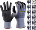 Tarantula Safety Work Gloves MicroFoam Nitrile Coated 12 Pairs,Endurance Seamless Knit Nylon,Dots on Palm,Dot Grip Gloves,Small
