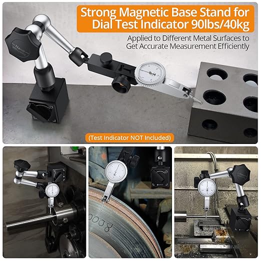 Neoteck Magnetic Base Stand Indicator Holder for Test Indicator Gauge Nano-90lbs/40kg Tensile Force