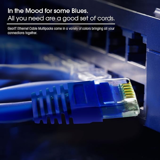 GearIT Cat5e Ethernet Patch Cable 75 Feet - Snagless RJ45 Computer LAN Network Cord, Blue