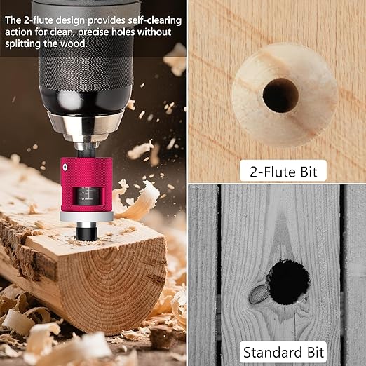 5-Piece Countersink Drill Bit Set with Adjustable Depth Stop, 1/4" Hex Shank Quick Change Drilling Tool Kit, 82° Woodworking Chamfer Bits for Wood, Plywood, MDF, Plastic