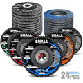 SHALL 24-Pack Flap Disc, 4-1/2" x 7/8", Zirconia Grinding Wheel 40/60/80/120 Grit T29 & 40 Grit T27 Angle Grinder Abrasive Sanding Disc with Etched Grit Number Indication, 80pcs Emery Cloth Per Disc