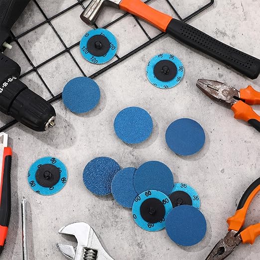 Chumia 250 Pcs Mix Roll Lock Discs Set 36 60 80 120 240 Grit 2 Inch Sanding Discs Die Grinder Accessories Aluminum Oxide Surface Conditioning for Surface Prep Polish Burr Paint Removal(Blue)