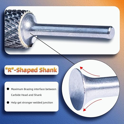 Carbide Burr Set 1/4 Shank 8pcs Tungsten Carbide Rotary Files Kit with Storage Case Die Grinder Bits for Metal Engraving, Wood Carving & Deburring Tools