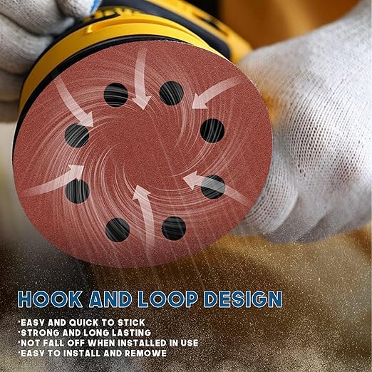 5 Inch 8 Hole Sanding Discs, 150 PCS 320 Grit Hook and Loop Sandpaper, Round Aluminum Oxide Sand Paper Discs for Random Orbital Sander