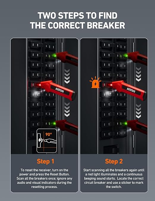 AstroAI Circuit Breaker Finder with GFCI Outlet Tester, Electrical Tester Tool for Home/Workshop Circuit Tracing, Quickly Locates Breakers with Indicators