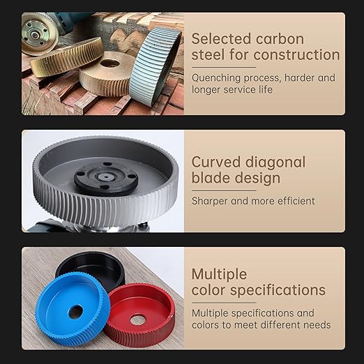 Angle Grinder Wood Carving Disc Set Milling Cutter Grinding disc, 4 and 1/2 Attachments with 5/8 inch Arbor, Cutting Wheel Can be Used for Wood, OPP, Soft Metal (Primary Color 75mm+100mm/22mm)