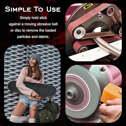 2 Pack Sanding Belt & Disc Cleaner Stick - Natural Rubber Abrasive Reviver Bar 1-1/2"x1-1/2 x7-7/8 for Griptape, Woodworking - Power Sander Accessory