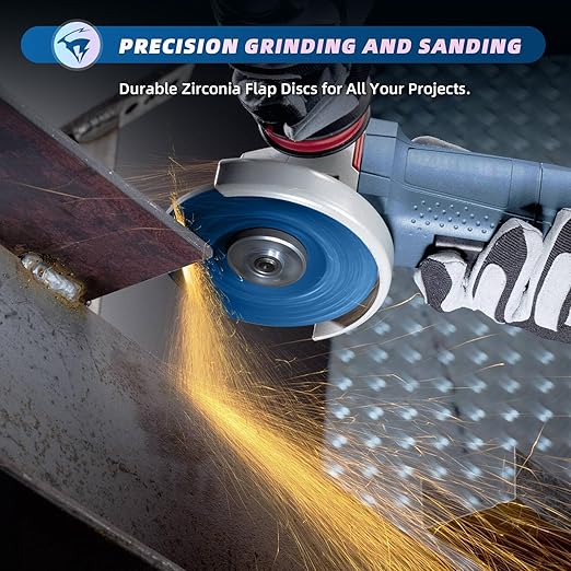 50 Pack Flap Discs 4 1/2" x 7/8" for Angle Grinder, 40/60/80/100/120 Grit T27 Flap Sanding Discs, 4 1/2 Inch Grinding Wheels, Zirconia Grinding Discs for Metal, Wood, and Stainless Steel Finishing