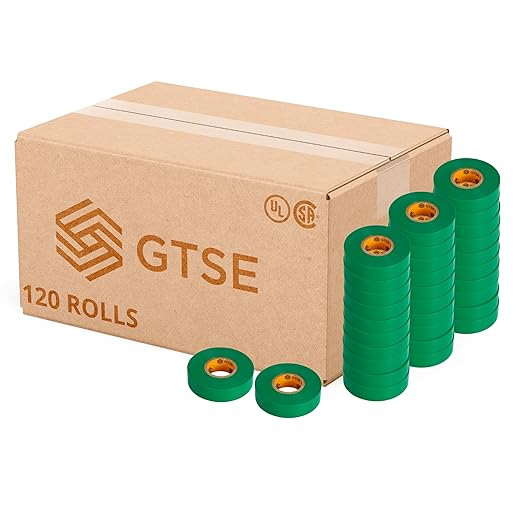 GTSE Green Electrical Tape, 120 Rolls Bulk Box – Waterproof, Industrial Grade Vinyl, 3/4 in x 66ft– Strong Self-Adhesive PVC Electric Tape for Wire Insulation, 7 Mil, 600V – UL/CSA Listed