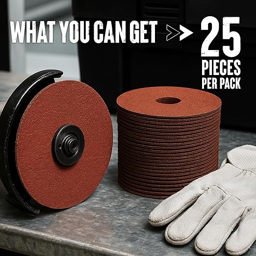 Aluminum Oxide Resin Fiber Sanding and Grinding Discs, 5” x 7/8”, 24 Grit - 25 Pack