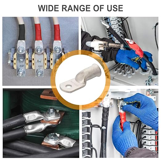 000 Gauge Tinned Copper Cable Lugs 8 PCS 3/0 AWG-1/2(M12) Ring Terminal Heavy Duty Wire Lugs Battery Lugs, 8 PCS 3/0 Guage terminals Battery Cable Ends Connectors with 8 PCS 3:1 Heat Shrink Tube