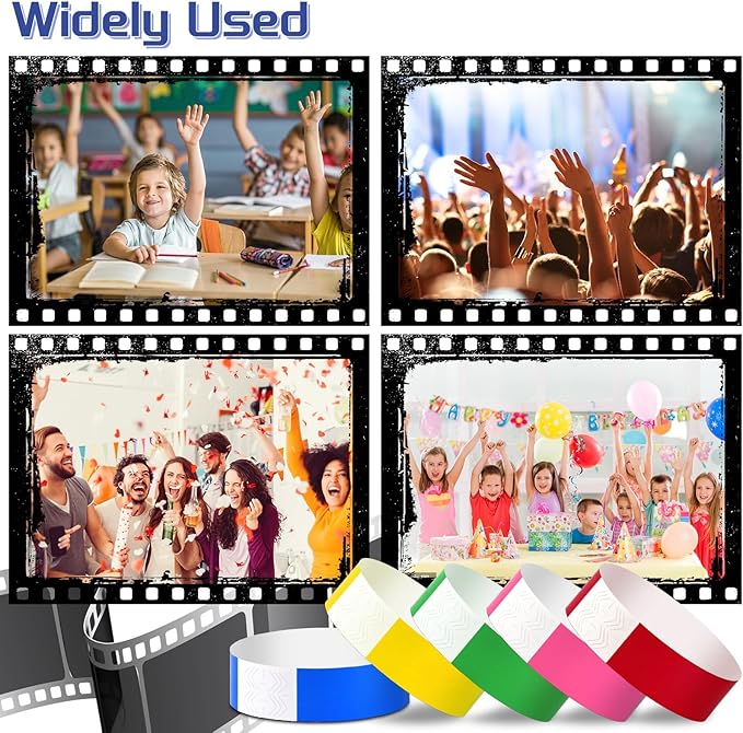 2000 Pcs Paper Wristbands for Events Waterproof Neon Colored Wrist Bands Adhesive Concert Identification Wristbands Hand Bands for Events(Color)