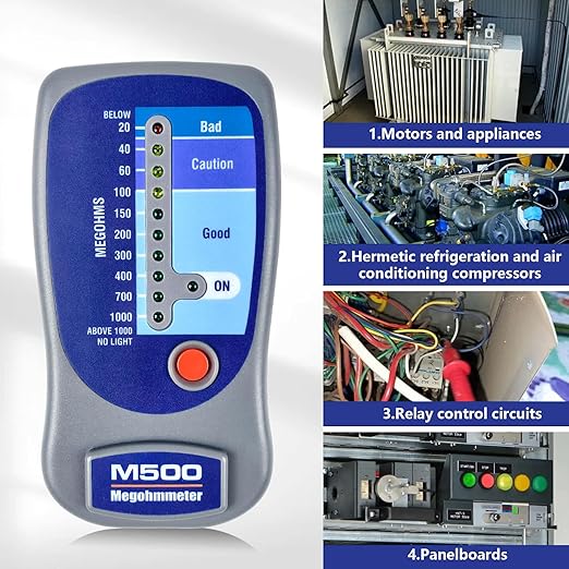 M500 Megohmmeter for Insulation Testing，Compatible with Supco M500 Electronic Megohmmeter，Will accurately Measure Insulation Values up to 1000 Megohms at 500 Volts