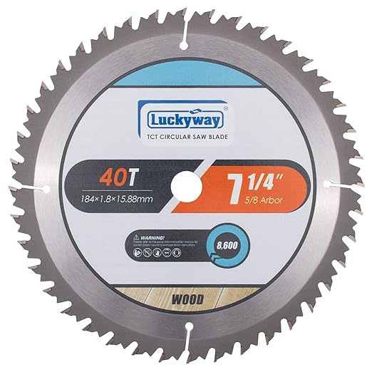 Luckyway 7-1/4 Inch 40T Crosscutting with 5/8 Inch Arbor TCT Circular Saw Blade for Cutting Wood