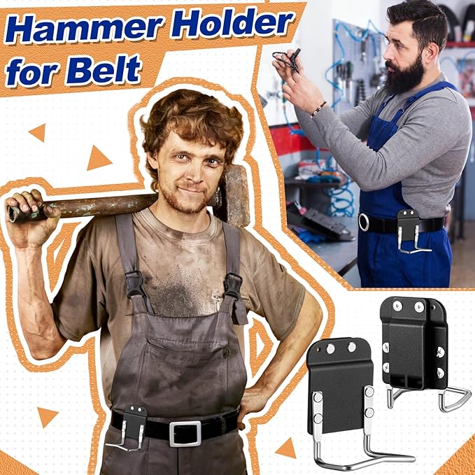 Zonon 3 Pcs Tape Measure Holder Set for Belt Hammer Holders Tactical Tape Measuring Belt Clip Low Profile Drill Holster Match Any Kinds Holster with Clip