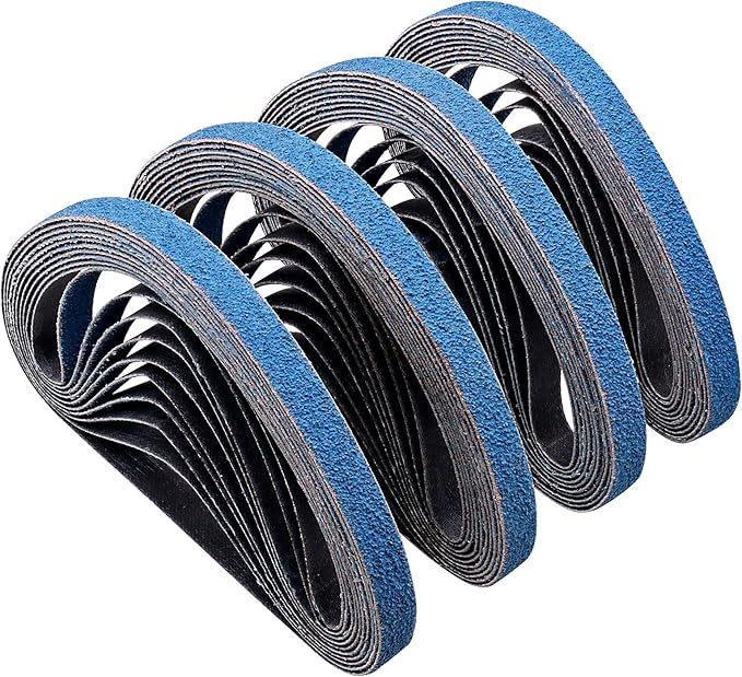 1/2 x 18 Zirconia Sanding Belts for Metal, 60 Grit 1/2x18 Inch Sander Belt for Air Belt Sander, Zirconia Metal Grinding Sand Paper for Knife Blade Sharpening, Metal Polishing, Derusting, 40Pcs