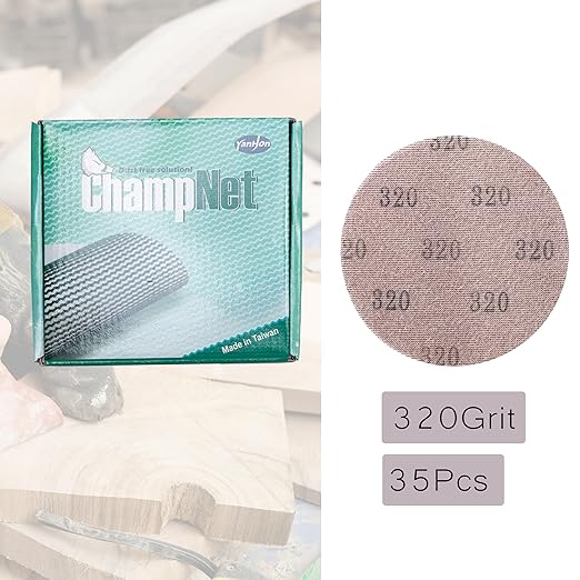 Mesh 5 inch 6 inch Sanding Discs 35PCS Hook and Loop Sanding Discs, Dust-Free, Ideal for Metal, Wood, Composites, Stock Removal, and Fine Finishing (5in, 320 Grit)