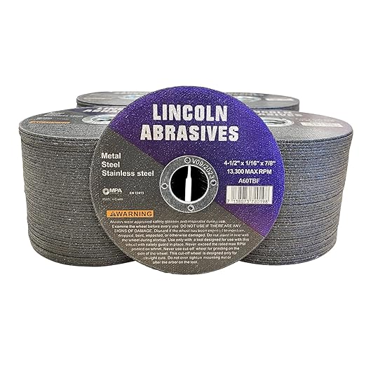 200 Pc 4.5" x 1/16" x 7/8" Cut-Off Wheels Lincoln Abrasives Metal & Stainless Steel