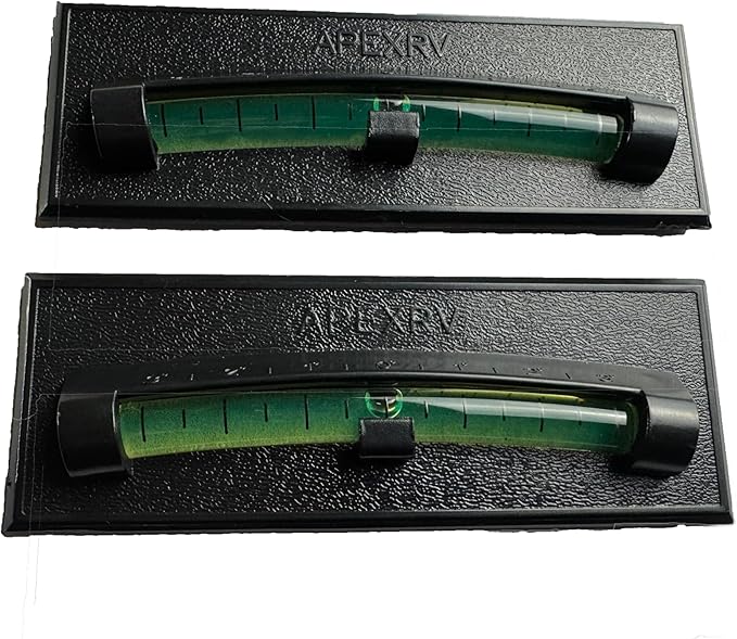 Apex RV Graduated Bubble Level, Never Fade, Long-Lasting, Precision Leveling, Adhesive Back, For RV, Camper, Trailer, Motorhome, and Caravan. Black 2 pack (Black)