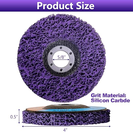 10 Pack 4" x 5/8" Strip Discs Stripping Wheel, Rust Remover Discs for Angle Grinder,Clean and Remove Paint Coating Rust Welds Oxidation(Purple)