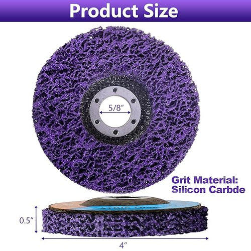 10 Pack 4" x 5/8" Strip Discs Stripping Wheel, Rust Remover Discs for Angle Grinder,Clean and Remove Paint Coating Rust Welds Oxidation(Purple)