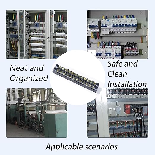 Terminal Block (8 Sets) 8Pcs 6 Positions Dual Row 600V 25A Screw Terminal Strip Blocks with Cover&8Pcs Pre-Insulated Barrier Termina Block Strip& 48Pcs Insulated Fork Wire Connector