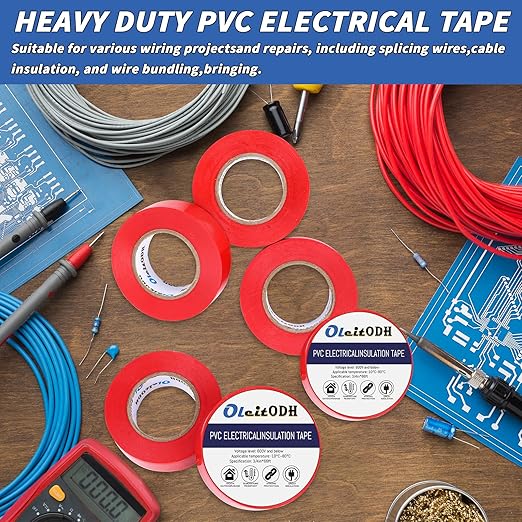 100 Rolls Red Electrical Tape Bulk 3/4 Inch x 66ft, Waterproof Vinyl Electric Tape High Temp Insulation Tape for Electrical Protection Home Outdoor Electric Insulating Wire Wrapping