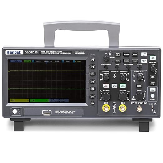 Hantek DSO2D15 Digital Storage Lab Oscilloscopes150MHz Bandwidth 2CH Dual Channel 1GSa/s 8M Memory Depth with 1CH Waveform Generator