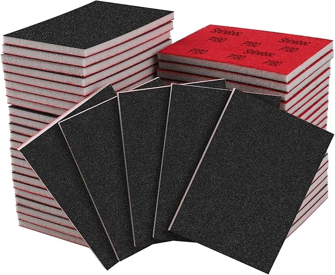 20 Pcs 3 x 4 Inch 180 Grit Sanding Sponge Set, Ultra Fine Sanding Sponges Pads, Soft Foam Hand Sander Block Wet Dry Sandpaper for Model Drywall Metal Wood Furniture Polishing