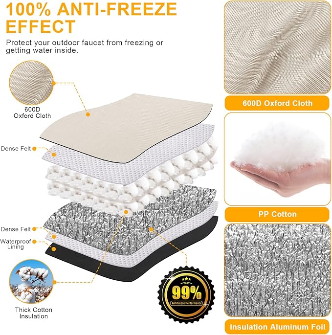 Backflow Preventer Cover Insulated (5˚F) with Thicker 7 Layers Fabric - 30" W x 24" H with Aluminum Foil Backflow Cover for Winter Pipe Freeze Protection - Sprinkler Covers for Outside