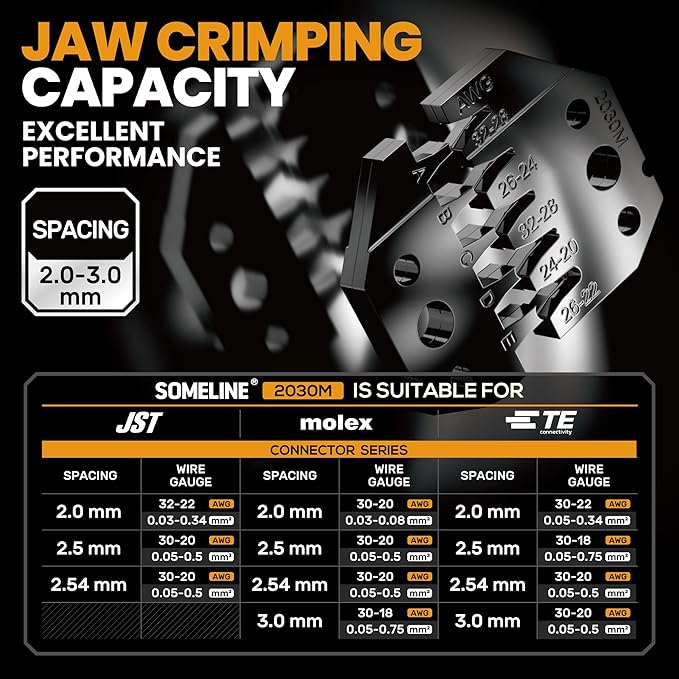 SOMELINE Crimp Tool Connector Kit, JST-PH 2.0mm/JST-XH 2.5mm/Du Pont 2.54mm Connector Set, 30 Types of Connectors, 32-20 AWG Ratcheting Crimper for Du pont,JST Series,KF2510,Molex,TE Series