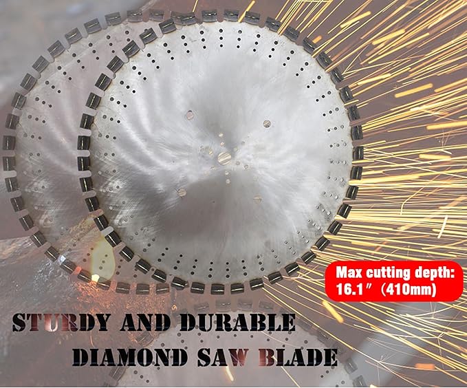 6880W Electric Concrete Wall Cutter 16" Cut Depth Reinforced Concrete Saw with Guide Rail Wet/Dry Cutting for Brick Stone & Masonry 300RPM 220V (Including a 39.4" Diamond Saw Blade)