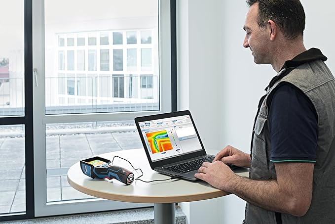 BOSCH GTC400C 12V Max Connected Thermal Camera, Includes 2 Ah 12V Max Lithium-Ion Battery & Charger, USB Cable, & Soft Pouch