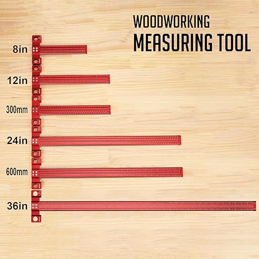 Woodworking Scriber T-Square Ruler 600mm with Thoughtful Support Lips, Architect Ruler for Carpenter Work, Layout and Measuring Tools