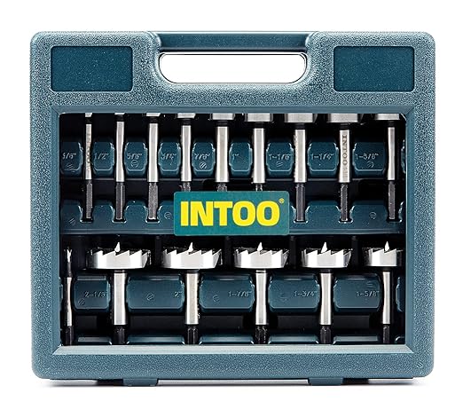 INTOO Hex Shank Forstner Bit Set 16 pcs Multi Sided Shank Wood Drill bit Set