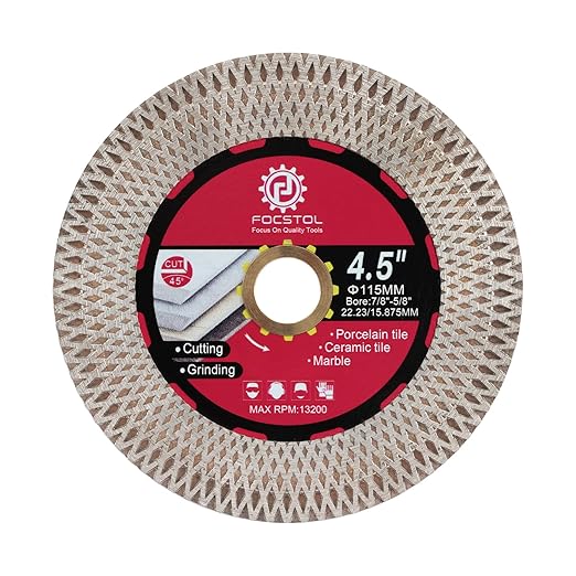 Diamond Tile Saw Blade - 4.5''(115mm) Cutting and Grinding Disc Wheel for Porcelain Ceramic Tile Marble Granite Artificial Stone with X Mesh Rim for Angle Grinder