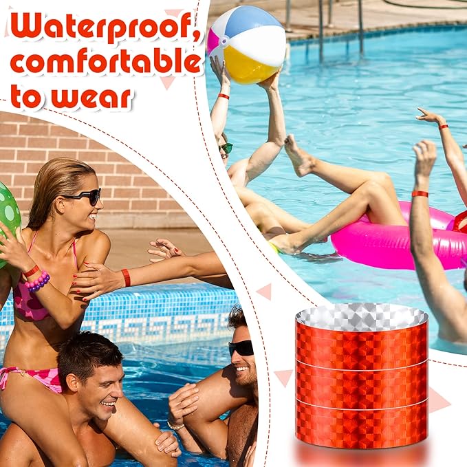 Epakh Paper Wristbands Neon Wrist Bands Waterproof Handbands for Events Lightweight Concert Wristbands Neon Colored Adhesive Wrist Band for Party