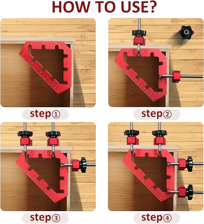 Clamping Squares For Woodworking 45/90 Degree Clamp Triangle Right Angle Clamp, 90 Degree Corner Clamp, Aluminum Alloy Red 6PCS
