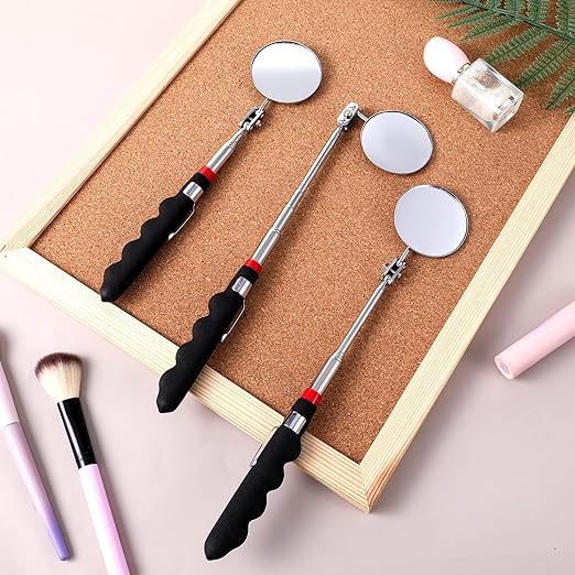 6 Pcs Telescoping Inspection Mirror Retractable Mechanical Mirror Extendable Long Handle Telescoping Mirror 360 Rotation Under Vehicle Detection Mirror for Technicians Mechanics Contractors