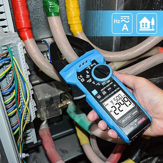 MESTEK Digital Inrush Clamp Meter Multimeter 1000A T-RMS 6000 Counts Voltage Tester Volt Amp Meter with VFD, LOZ Mode, Measuring AC DC Current Voltage Temperature Capacitance Resistance Continuity