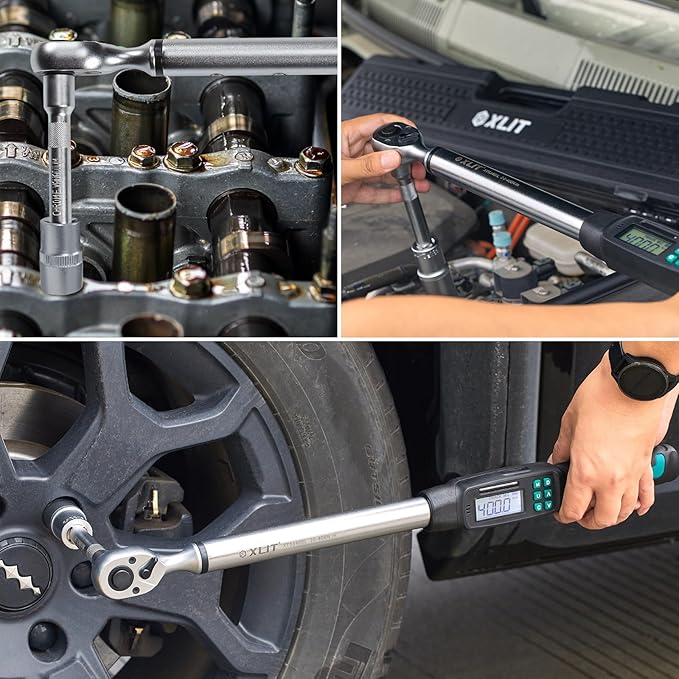 Heavy-Duty 1/2-Inch Drive Digital Torque Wrench, 15-295 ft-lb (20-400 Nm), ±2% Accuracy - High-Torque Electronic Wrench with Buzzer & LED Alerts, Adapters for Truck, Tractor & Farm Equipment