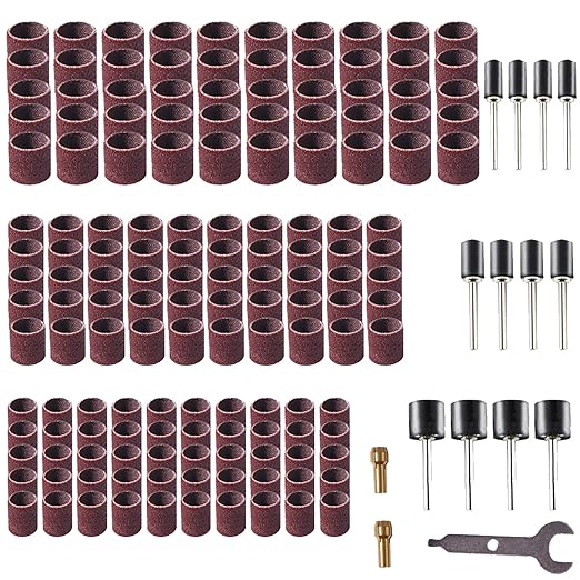 165pcs Rotary Tool Sanding Drums 80 grit,Sanding Drum Sander Bits Bands for Dremel Drill Accessories