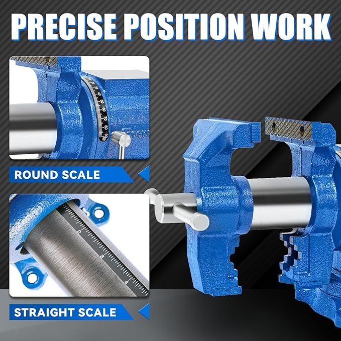 6-Inch Heavy Duty Bench Vise Ductile Iron Bench Vise 360° Multi-Purpose Bench Vice with Anvil, Clamp force 8800lbs, Blue